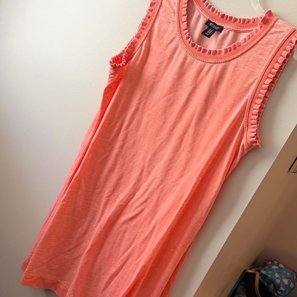 Jones & co Sleeveless Ruffle-Trim Coral Tank Dress size 1X